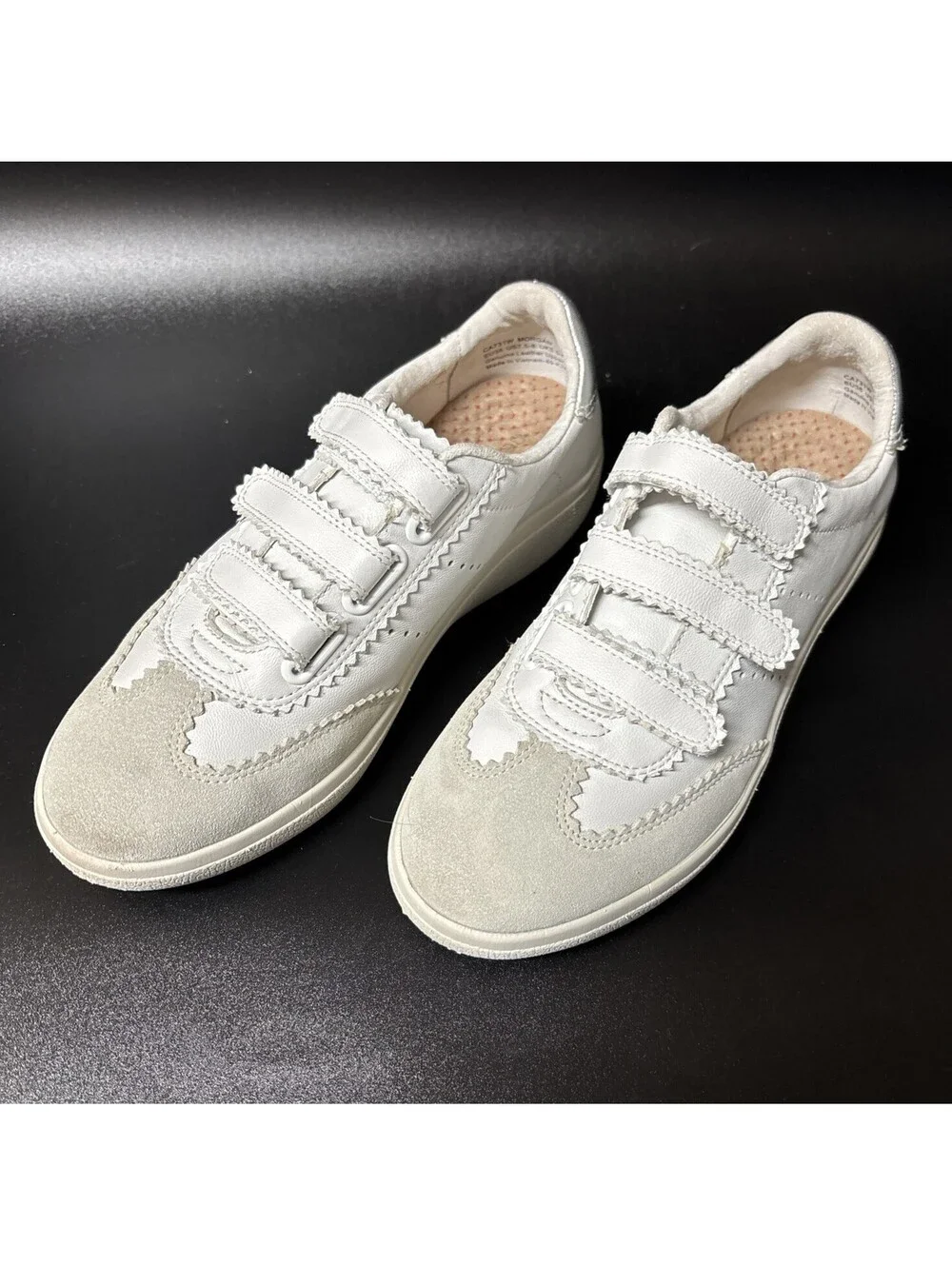 AETREX Morgan Leather Arch Support WHITE Sneakers Size 7.5-8, EU 38